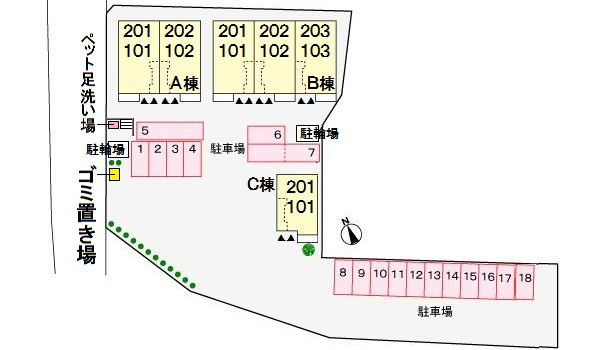 ソレイユ・西口 Bの区画図