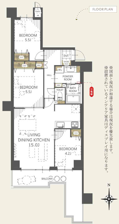 ローレルコート加古川　9階の間取り|3ＬＤＫです。