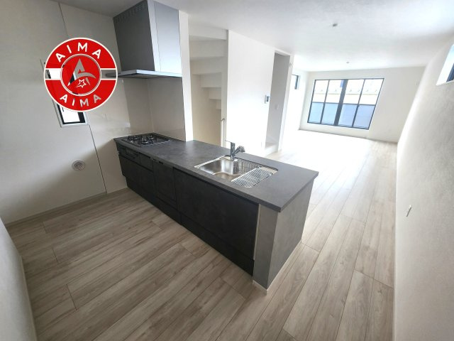 福岡市東区筥松1丁目第1-3棟（1号棟）の内観：施工例|洗い物のストレスを軽減する、広々としたシンクスペース。