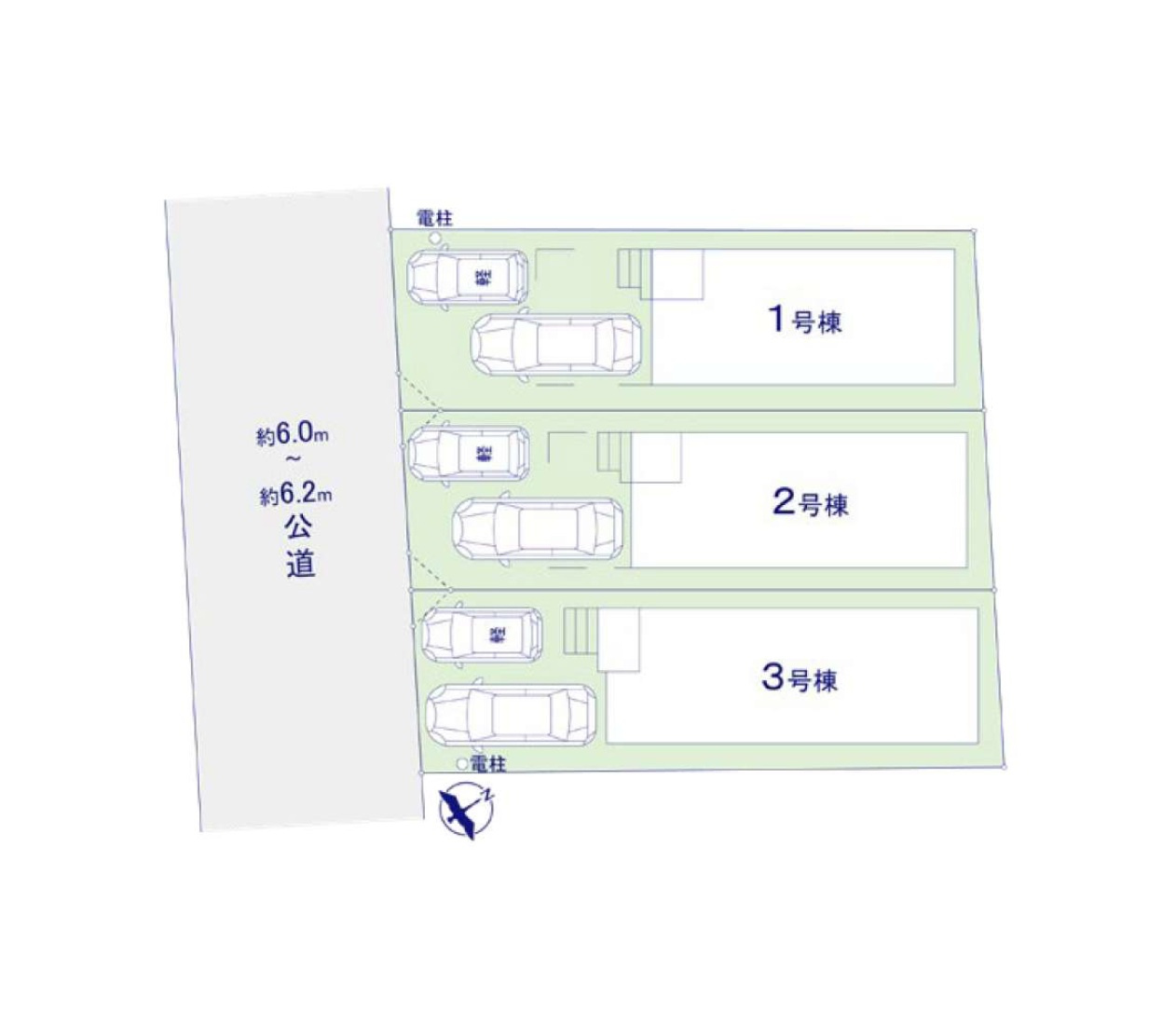 福岡市東区筥松1丁目第1-3棟（2号棟）の区画図|配置図（2号棟）