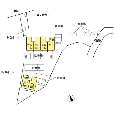 オリーヴァ上津B棟の区画図