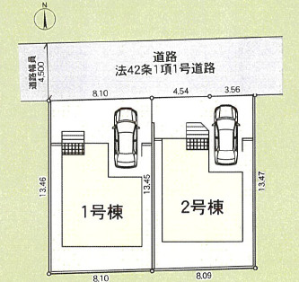 小田原市中里第17　新築戸建　全2棟1号棟の区画図