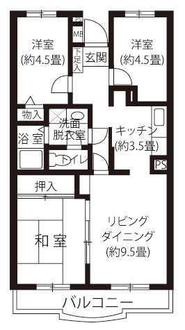 【間取り】 | サンハイムマルシマ | 角部屋の為、出窓あり。