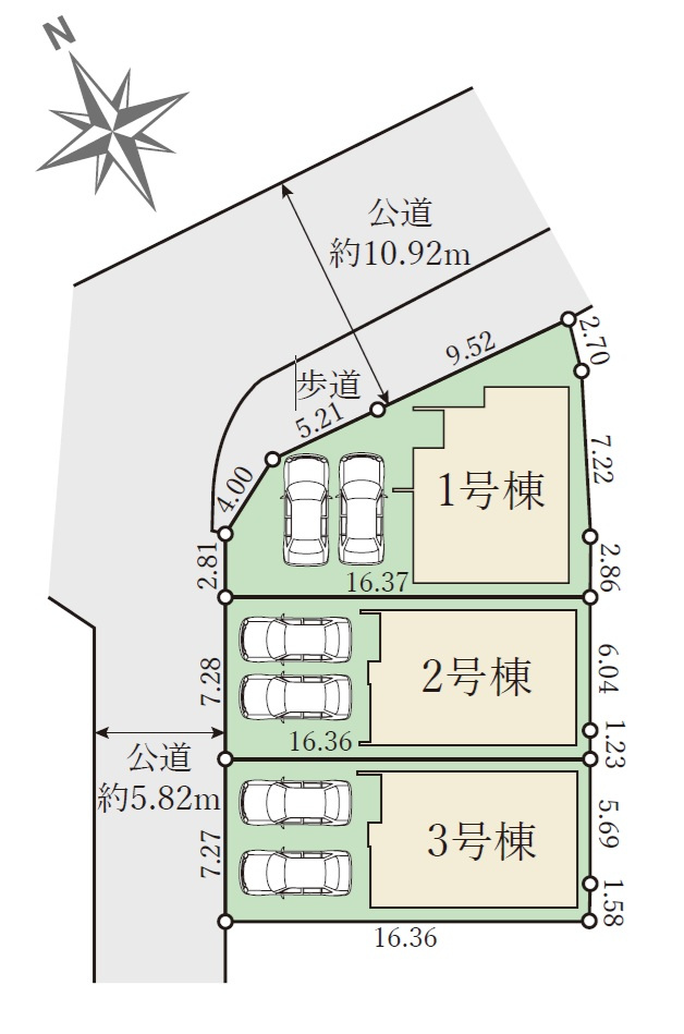 姫路市玉手１期（全3棟）1号棟の区画図|1号棟です。