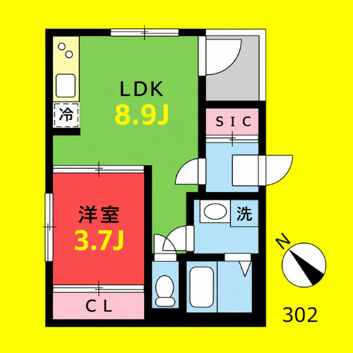 ウイング志賀　名古屋市賃貸　仲介手数料無料の間取り