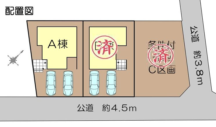 藤沢市鵠沼松が岡2丁目新築戸建て　A棟の区画図|区画図「藤沢市鵠沼松が岡2丁目新築戸建て　A棟」