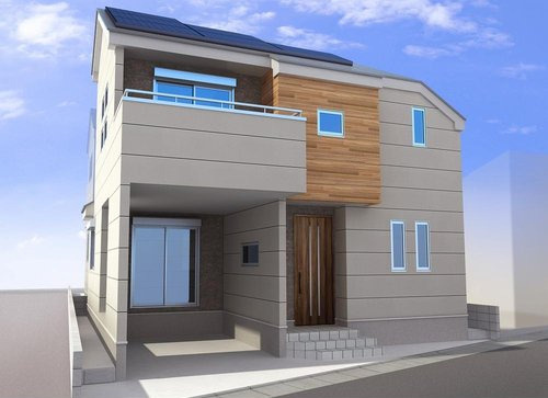 中野区野方6丁目　低炭素デザイン邸宅　全2棟の外観パース|B号棟
