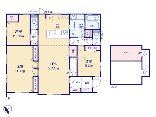 《仲介手数料無料》川越市南大塚６丁目1-25新築一戸建てブルーミングガーデンの間取り
