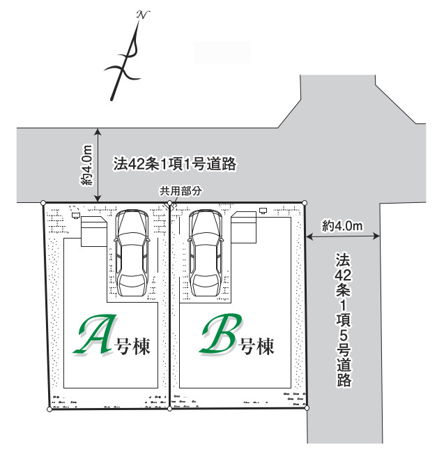 新築／ふじみ野市福岡中央2期　全２棟の区画図|駐車スペースあり（車種による）