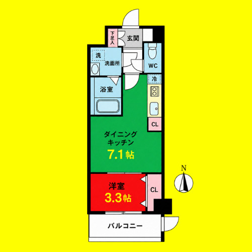 プレイズシード名城公園　名古屋市賃貸　仲介手数料無料の間取り