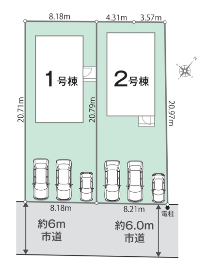 【区画図】 | 大野城市若草2丁目26-1期　1号棟（全2棟）【仲介手数料無料・0円】 | 区画図です。1号棟