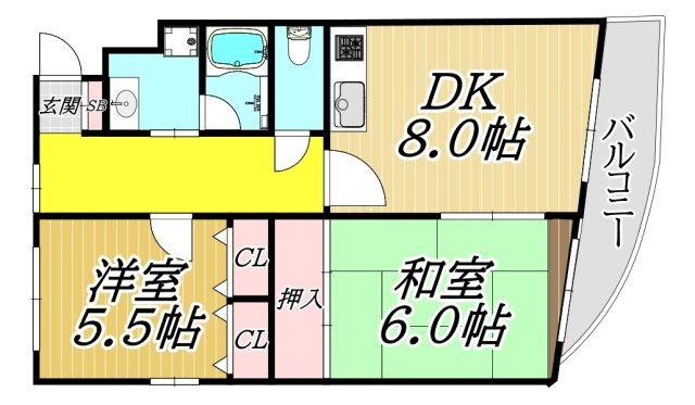 秀栄ハイツ武庫之荘の間取り