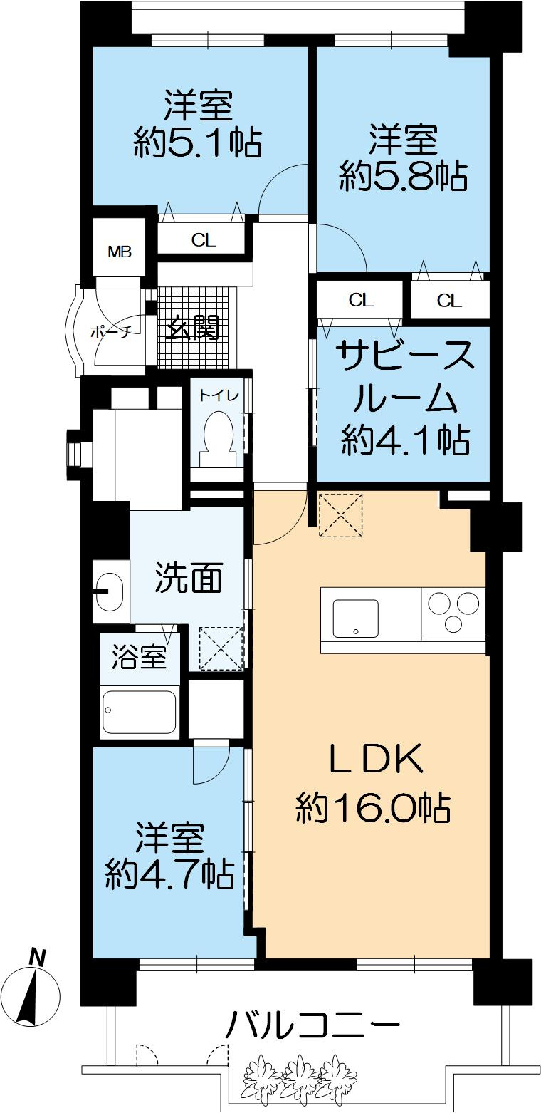 ラ・ヴェール芦屋Ⅱ4号棟の間取り