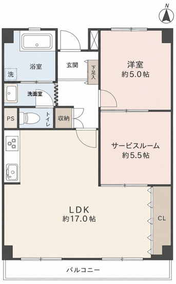 【間取り】 | 菱興洋光台マンション　洋光台駅徒歩約10分/南向きバルコニー/専有面積60㎡