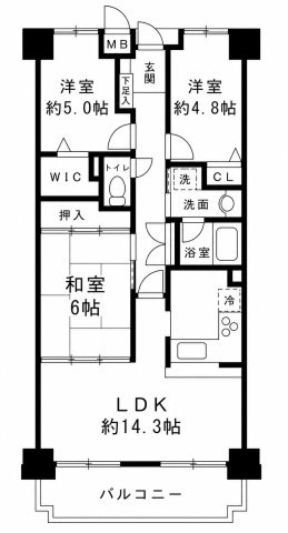 ローズヴィラ中野東の間取り|ファミリーに人気な３LDKです。和室は空間延長となり、コミュニケーションのとりやすい間取りです。