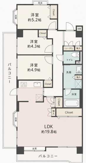 【間取り】 | 磯子スカイマンション　リフォーム済み/専有面積83㎡越え/屛風浦駅徒歩約10分