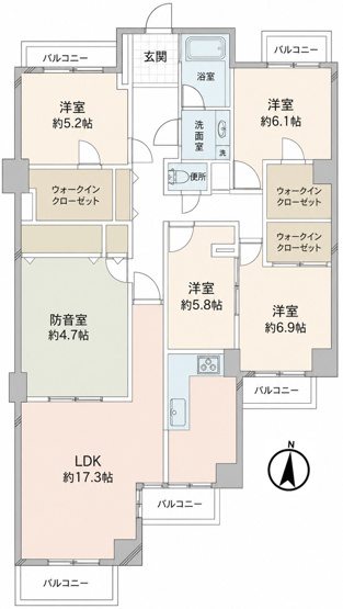 【間取り】 | グランドメゾン氷取沢　専有面積115㎡超/5LDK＋防音室/新耐震/南向き