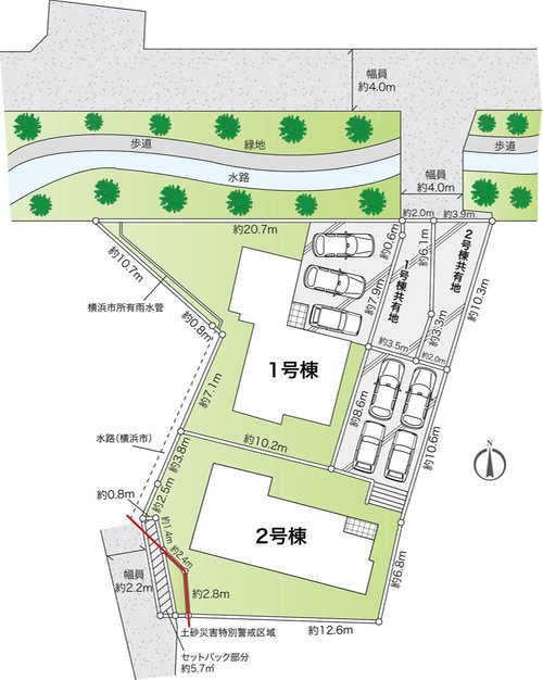 【横浜市釜利谷東7丁目21-5全2棟新築戸建て】★仲介手数料無料★（釜利谷小学校・釜利谷中学校）の区画図