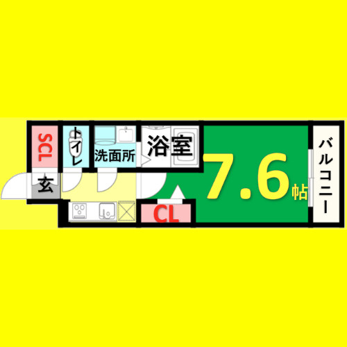 エスリード栄ル・クール　名古屋市賃貸　仲介手数料無料の間取り