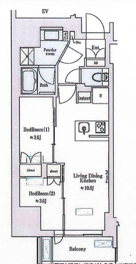 Brillia ist上野稲荷町の間取り
