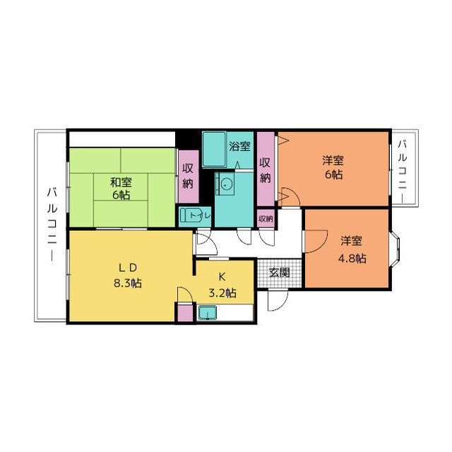 三島市多呂の賃貸マンションの間取り