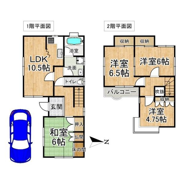 北葛城郡上牧町松里園２丁目　中古戸建の間取り|■広々４ＬＤＫの間取り！各居室収納など、ご家族のお住まいにピッタリです！