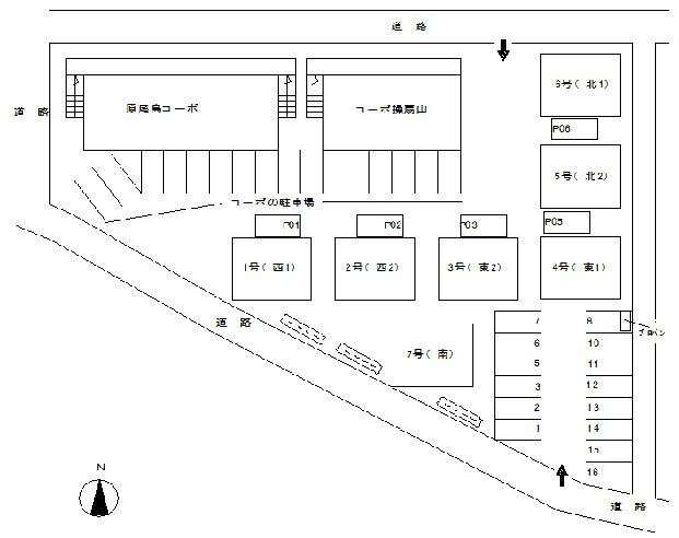 原尾島コーポの区画図