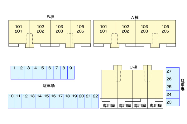 エントピア名和北Cの駐車場
