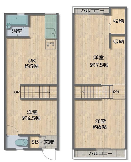 徳井町３丁目テラスハウスの間取り