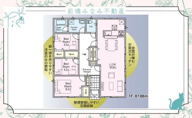 【新築平屋】前橋市北代田町第10-2期　７号棟(全９棟)　クレイドルガーデン　新築建売分譲の間取り