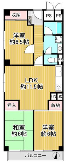 芦屋精道スカイハイツの間取り
