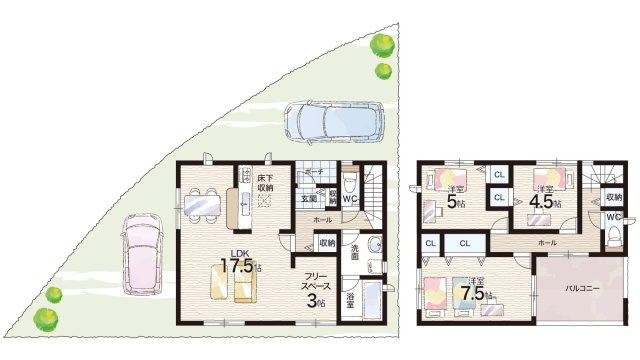 姫路市苫編　第2期　新築一戸建ての間取り|１号地