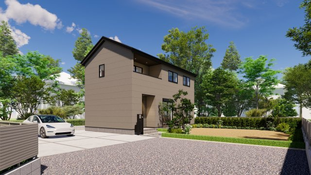 佐久市下越02期の外観パース|仕様のご確認やローンのご相談は＜Tel 026-477-7419＞まで♪　２号棟