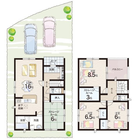 姫路市苫編　第2期　新築一戸建ての間取り|2号地