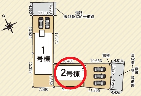 安城市東端町第3　新築分譲住宅　全2棟　2号棟の区画図