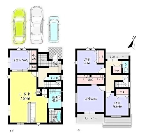 ーAdobleーアドブルー小倉北区熊本2丁目2期　【小倉北区　新築戸建て】の間取り|ーAdobleーアドブルー小倉北区熊本2丁目2期　【小倉北区　新築戸建て】