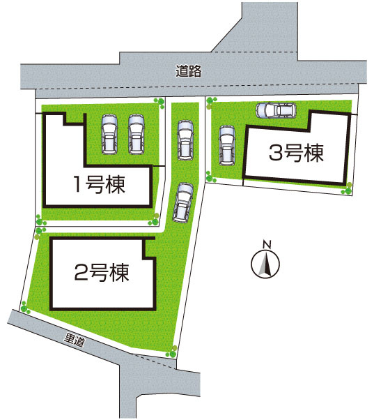 ●29(土)30(日)現地案内可能！　生駒郡斑鳩町服部　全3邸の区画図|全３区画