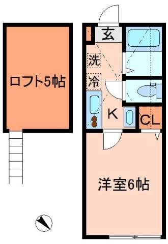 横浜市港南区上大岡西３丁目のアパートの間取り