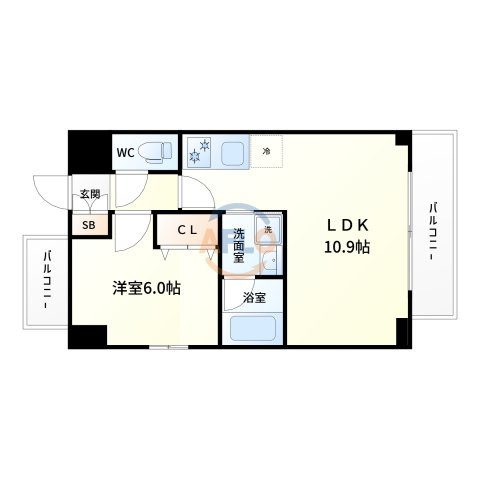 エスレジデンス江坂の間取り|S-RESIDENCE江坂　間取り