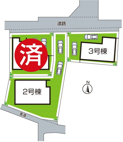●31(土)1(日)3(祝)現地案内可能！　生駒郡斑鳩町服部　新築一戸建ての区画図|全３区画