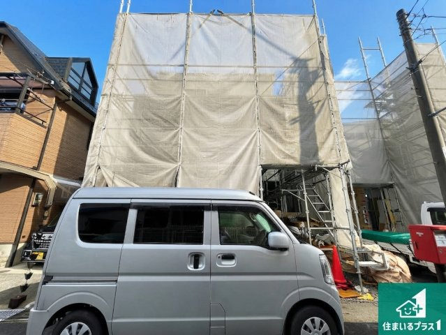 草津市東矢倉　第2期　新築一戸建ての外観|周辺は落ち着いた街並みの住宅地！子育てがしやすい住環境です！まだ未完成ですが、現地でしかわからない事もございます。是非一度ご覧ください。