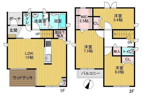 流山市東初石2丁目　中古戸建　令和6年築の間取り