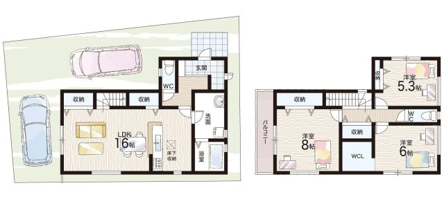●生駒郡斑鳩町服部　新築一戸建ての間取り|３号地