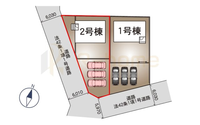 常総市本石下第13　新築戸建て　2号棟の区画図|大きなお買い物だからこそ、メリット・デメリットを伝えさせて頂きます。
R-homeにお任せください♪