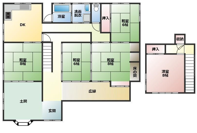 都城市下水流町の中古一戸建の間取り