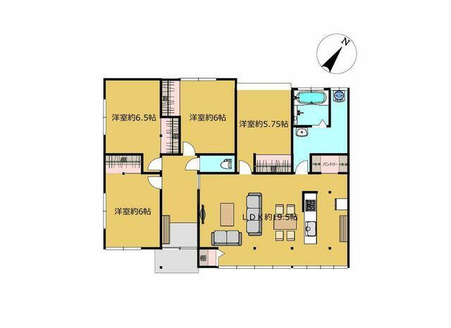 八代郡氷川町鹿野の中古一戸建の間取り|間取り変更を行い、4LDKとなります。リビングの位置を変更し、生活しやすい間取りへと生まれ変わりました。