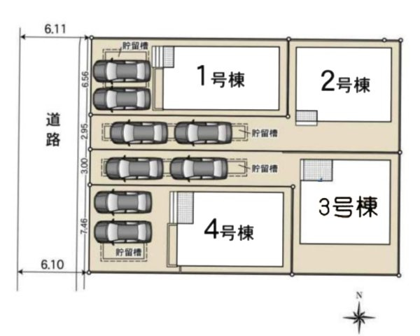 【区画図】 | 北名古屋市六ツ師女夫越31『仲介料無料』新築戸建て | 3号棟