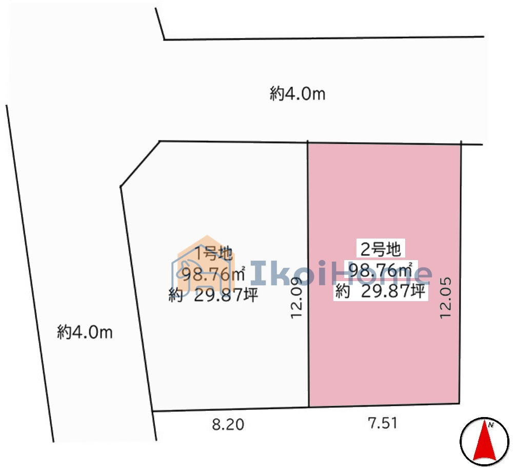 明石市朝霧町3丁目　全2区画　土地　2号地の土地図|●年中無休：当日予約可●限定2区画！お見逃しなく！
