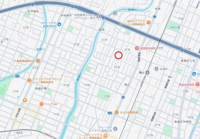 姫路市飯田3丁目　　山陽電鉄「亀山駅」徒歩7分の地図
