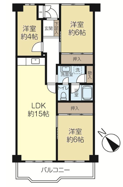 南港はなのまち住宅36号棟の間取り|3LDK、価格1580万円、専有面積72.77m2、バルコニー面積8.48m2
